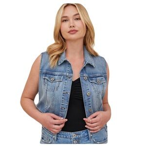 TORRID Sleeveless Denim Vest Country Roads Sz 3X Plus NWT Western Festival Boho